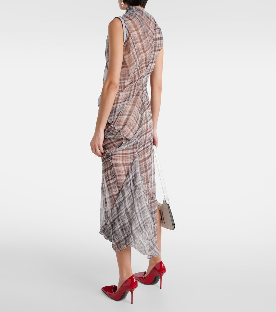  Acne Studios Acne Studios Dsaam Checked Draped Silk Midi Dress 
