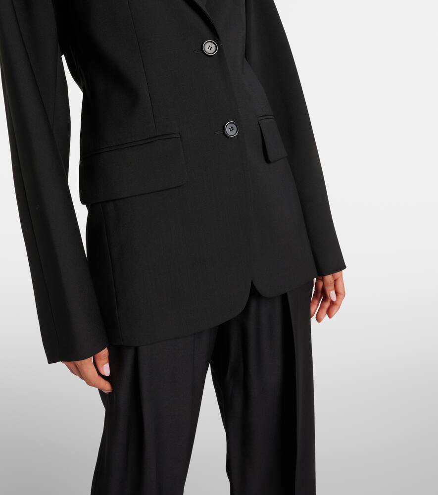 Sportmax Ecru Oversized Virgin Wool Blazer In Black