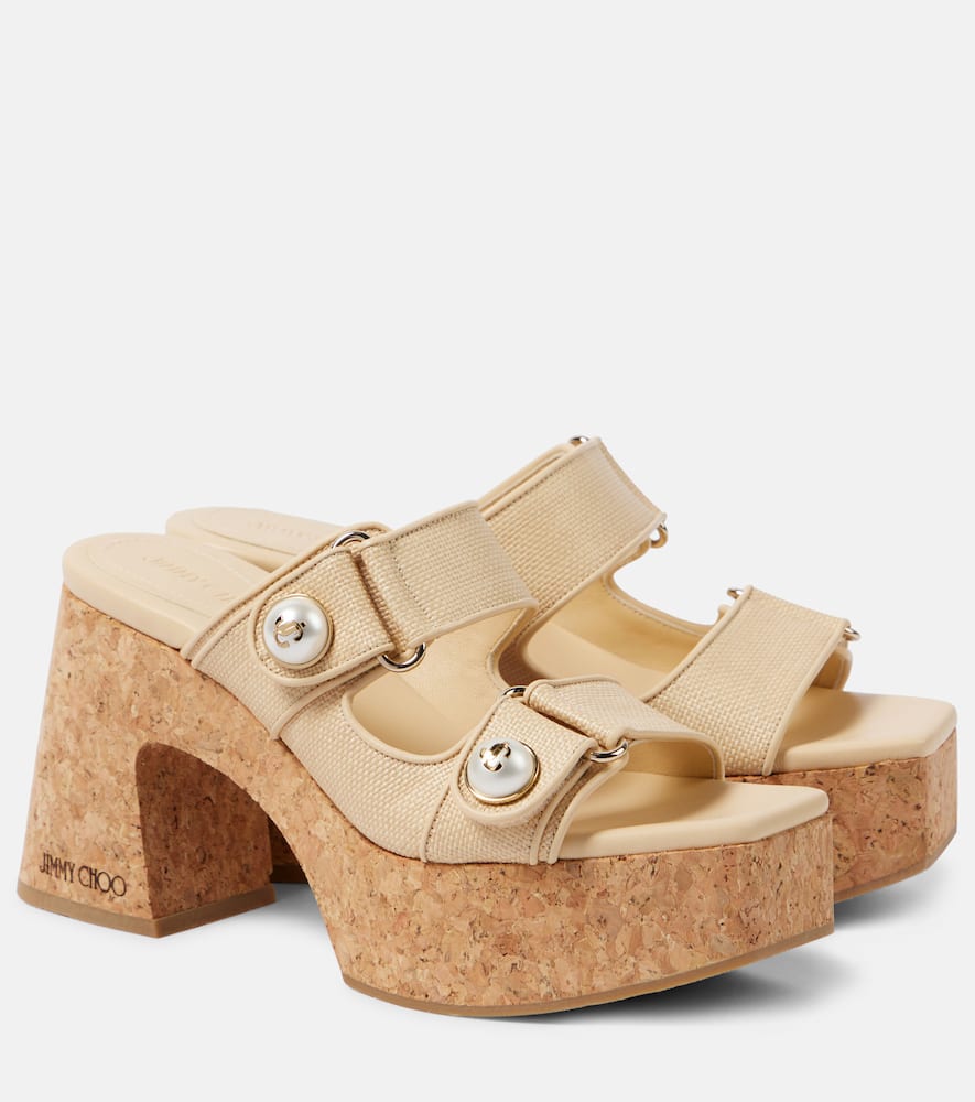 Jimmy Choo Fayence Dual-grip Platform Slide Sandals In Neutrals