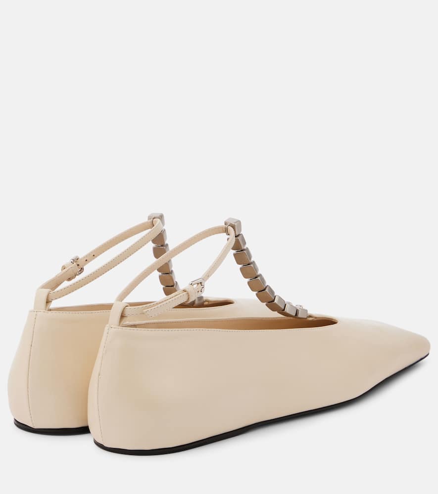 Jil Sander Crystal-embellished Leather Ballet Flats In White