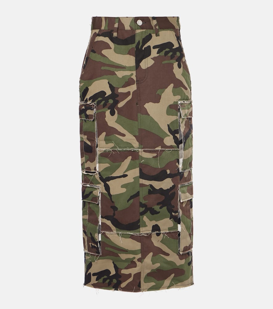 Vetements Camouflage Cotton Cargo Midi Skirt In Multicoloured