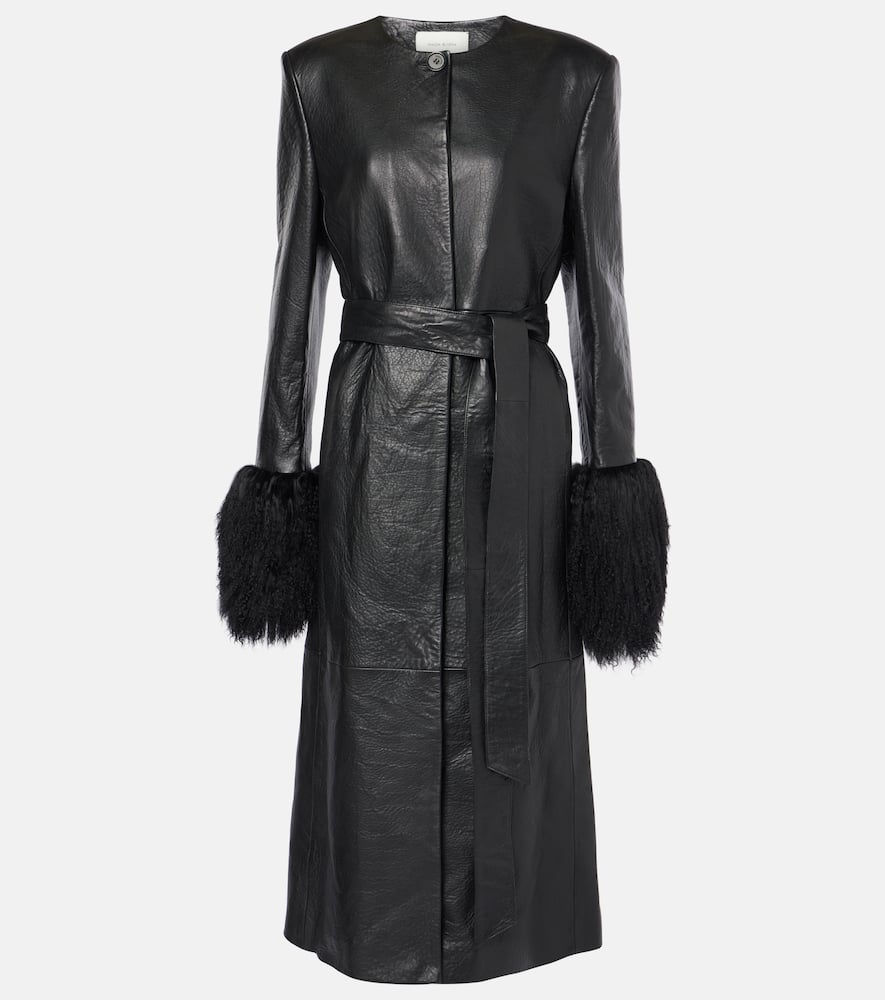 Magda Butrym Shearling-trimmed leather coat