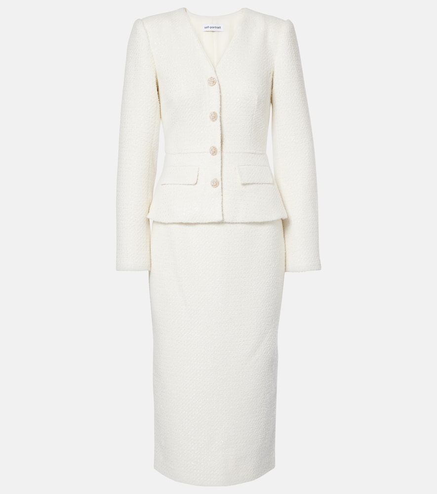 Bridal bouclé midi dress