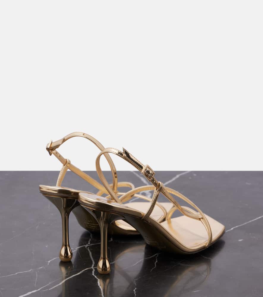 Jimmy Choo Etana 80 Leather Sandals In Gold