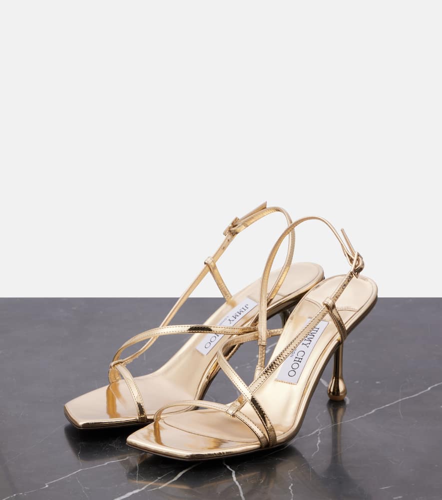 Jimmy Choo Etana 80 Leather Sandals In Gold