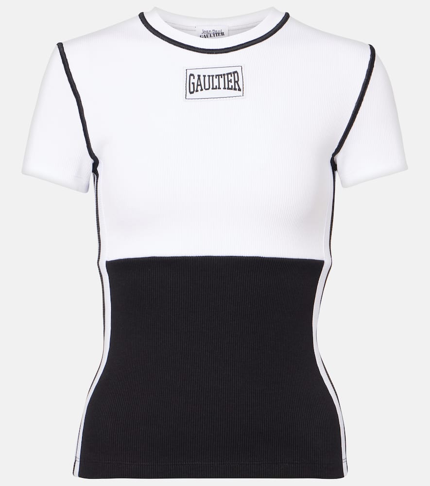 Shop Jean Paul Gaultier Logo Cotton-blend Jersey T-shirt In White