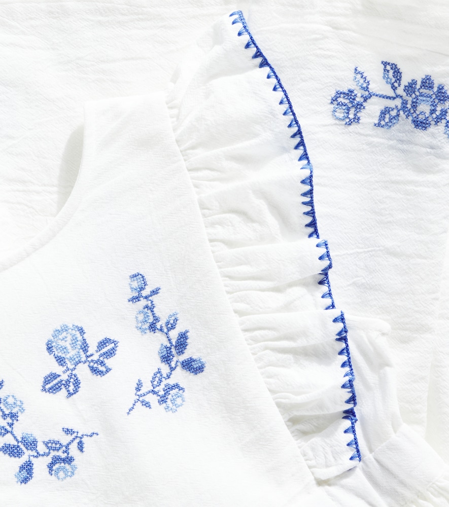  C'era Una Volta C'era Una Volta Nina Ruffled Floral Embroidered Cotton Dress 