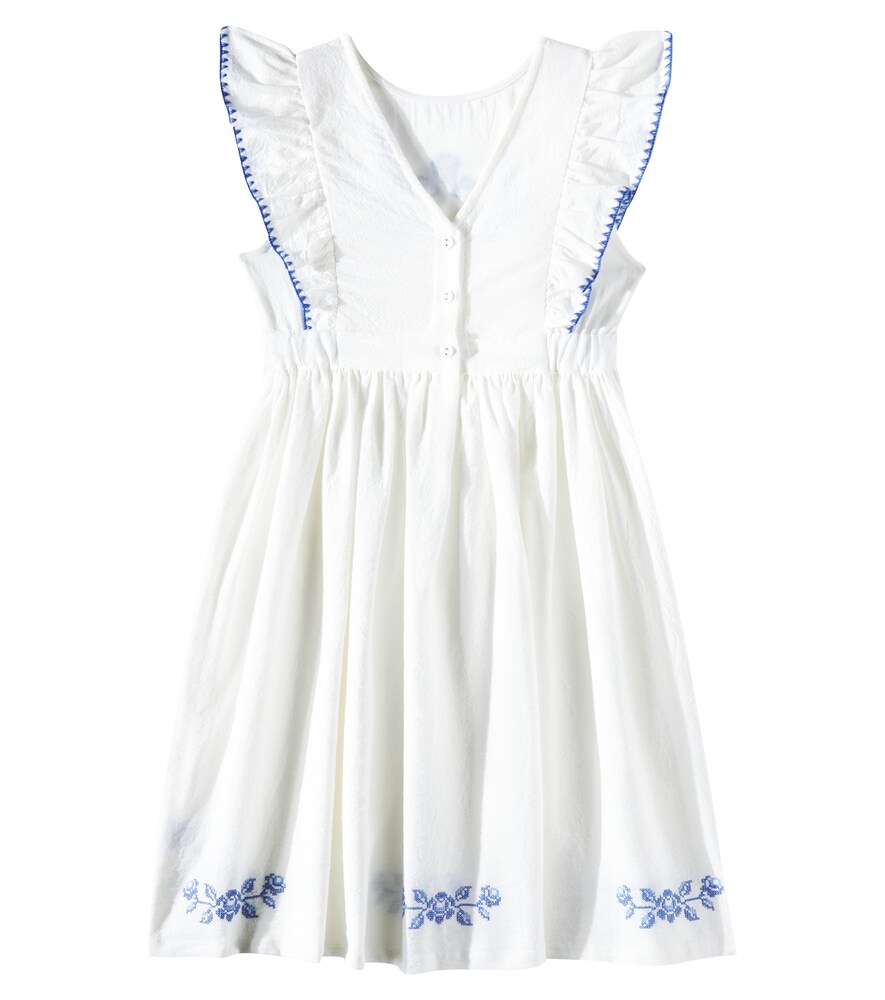  C'era Una Volta C'era Una Volta Nina Ruffled Floral Embroidered Cotton Dress 