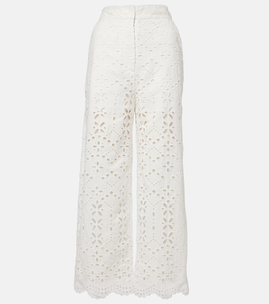 Kemper embroidered cotton wide-leg pants