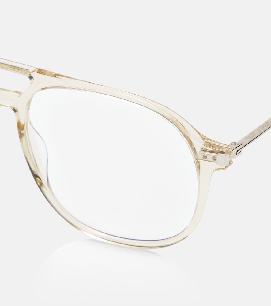Saint Laurent Ultra Leger Aviator Sunglasses In Beige