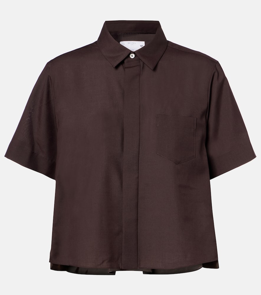 Sacai Cropped Shirt In Brown