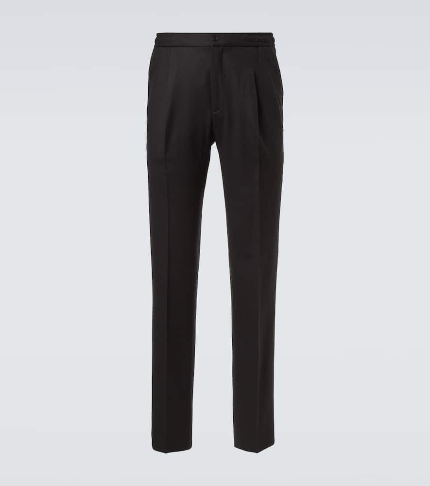 Virgin wool flannel tapered pants