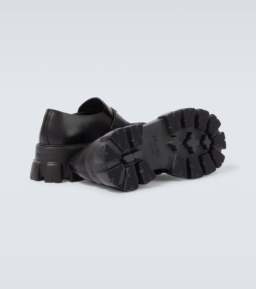 Prada Black Brushed Leather Loafer In Black