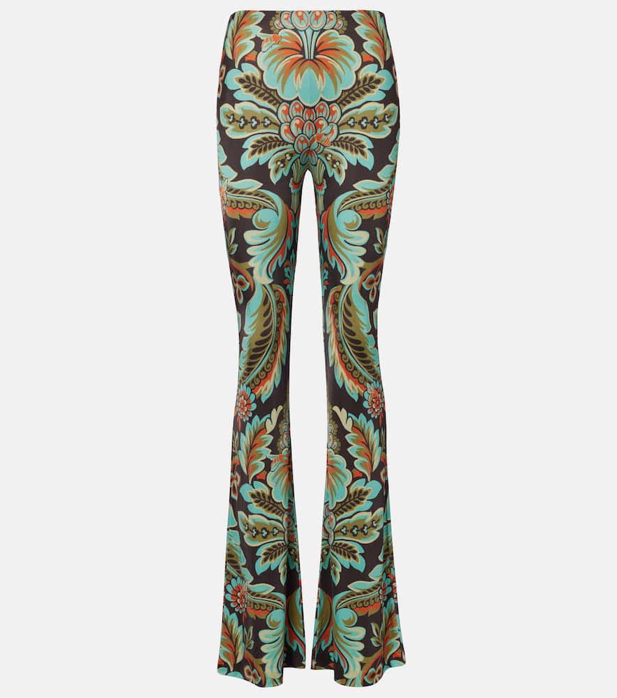 Printed crêpe jersey flared pants