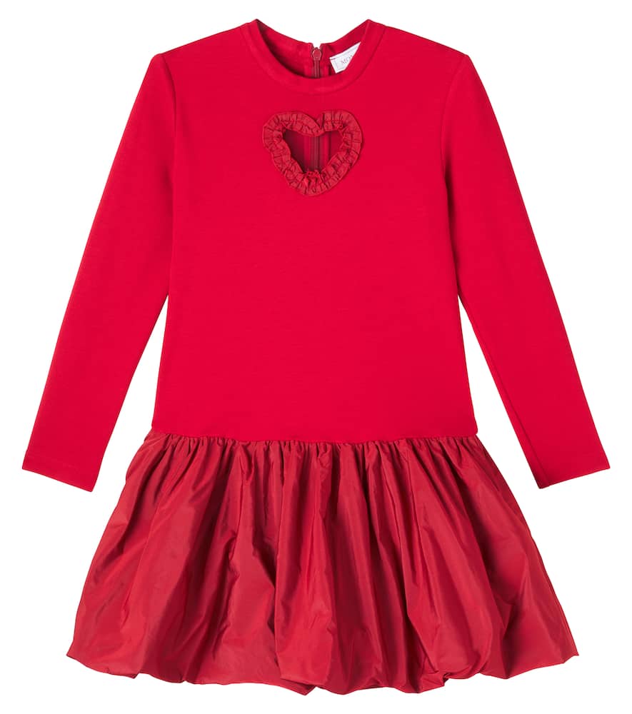 Monnalisa Balloon Dress With Heart Detail In Red
