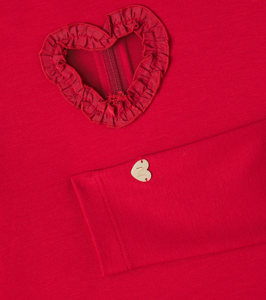 Monnalisa Balloon Dress With Heart Detail In Red