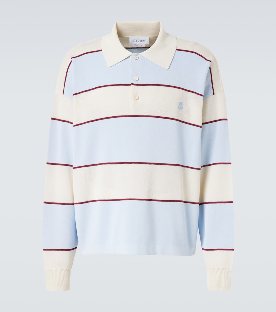 Alexander Mcqueen Rugby Striped Polo Shirt In Blue