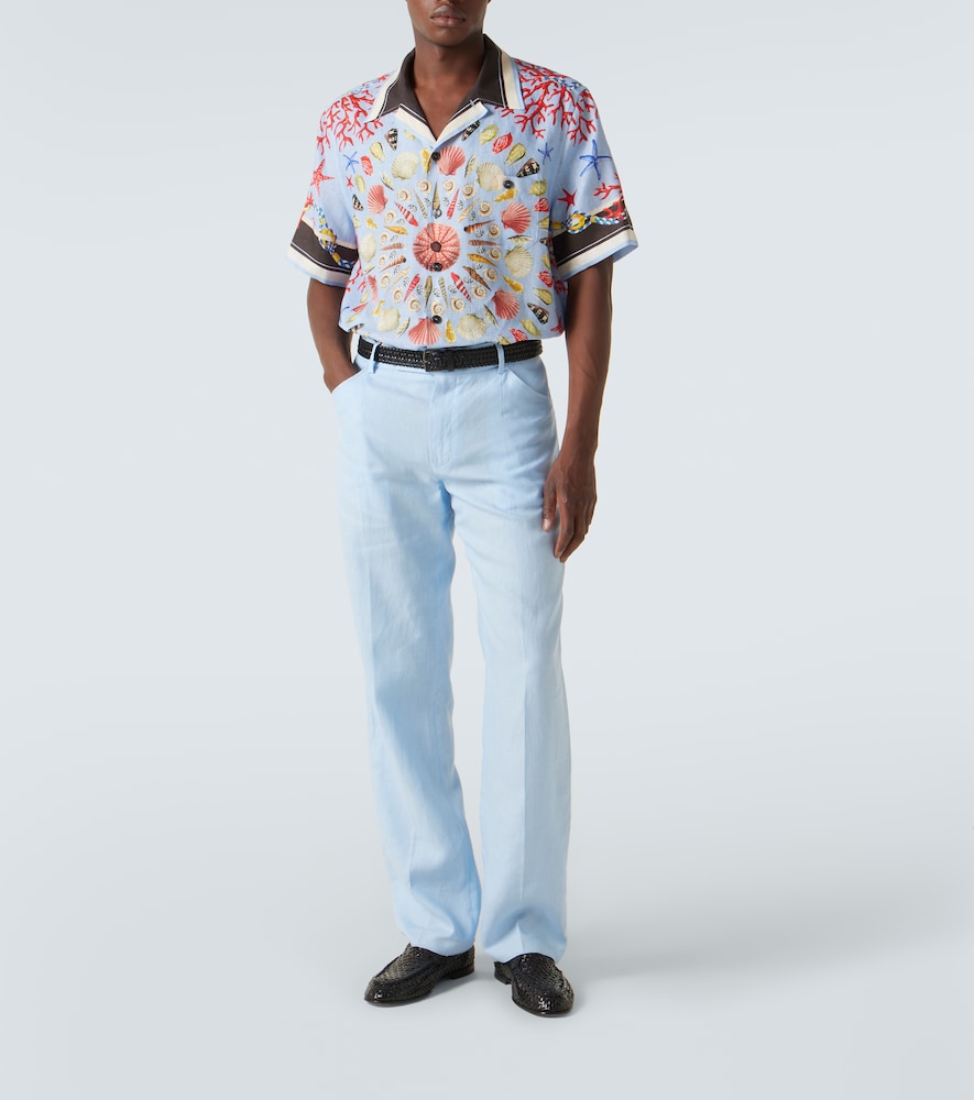 Dolce&Gabbana Printed Linen Canvas Bowling Shirt
