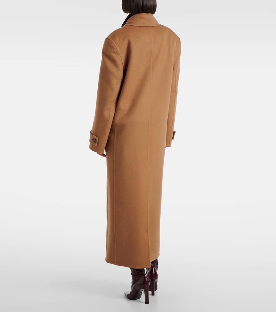 Saint Laurent Cashmere And Wool Coat In Brown
