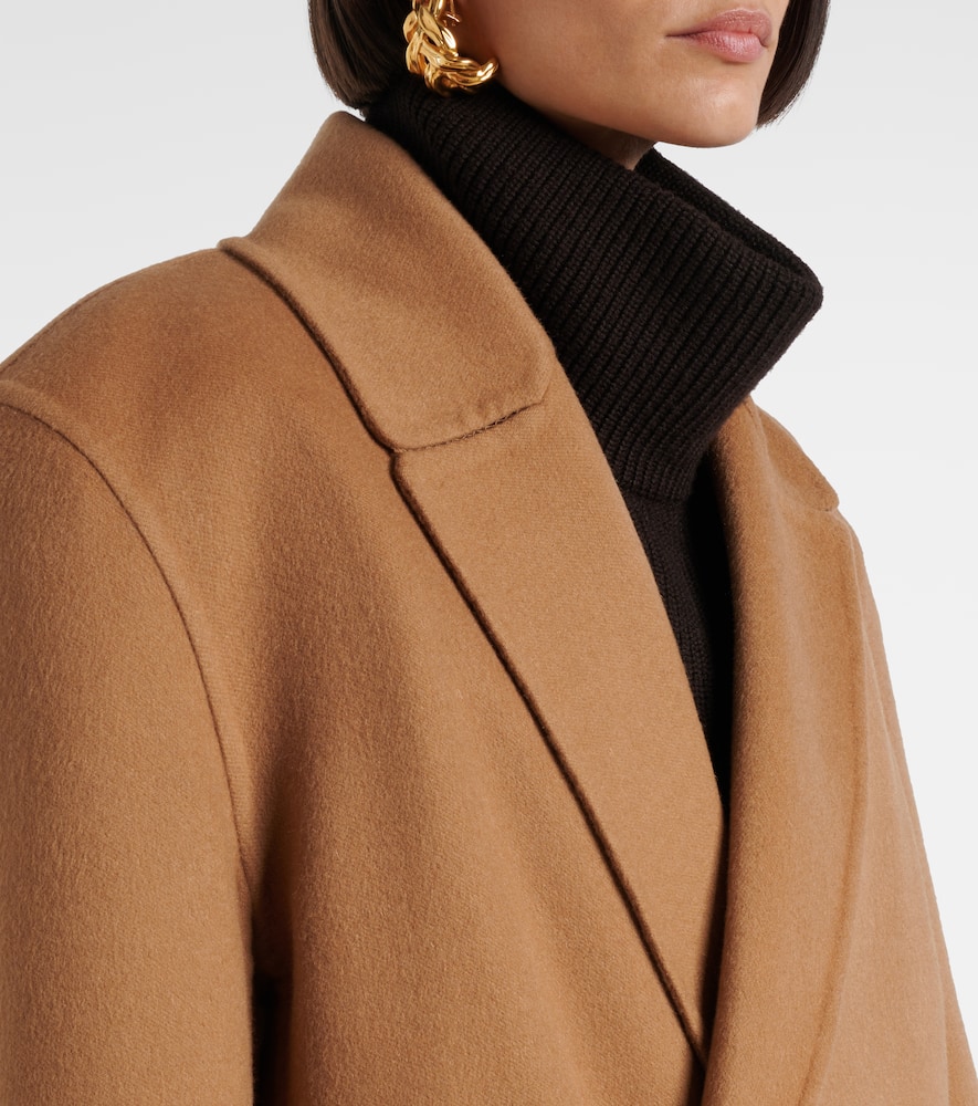 Saint Laurent Cashmere And Wool Coat In Brown