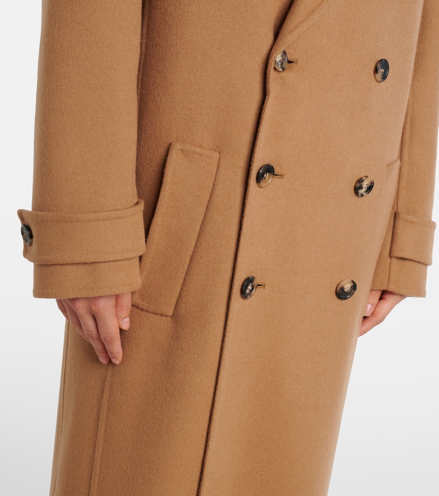 Saint Laurent Cashmere And Wool Coat In Brown