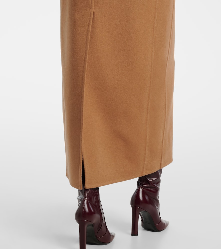 Saint Laurent Cashmere And Wool Coat In Brown