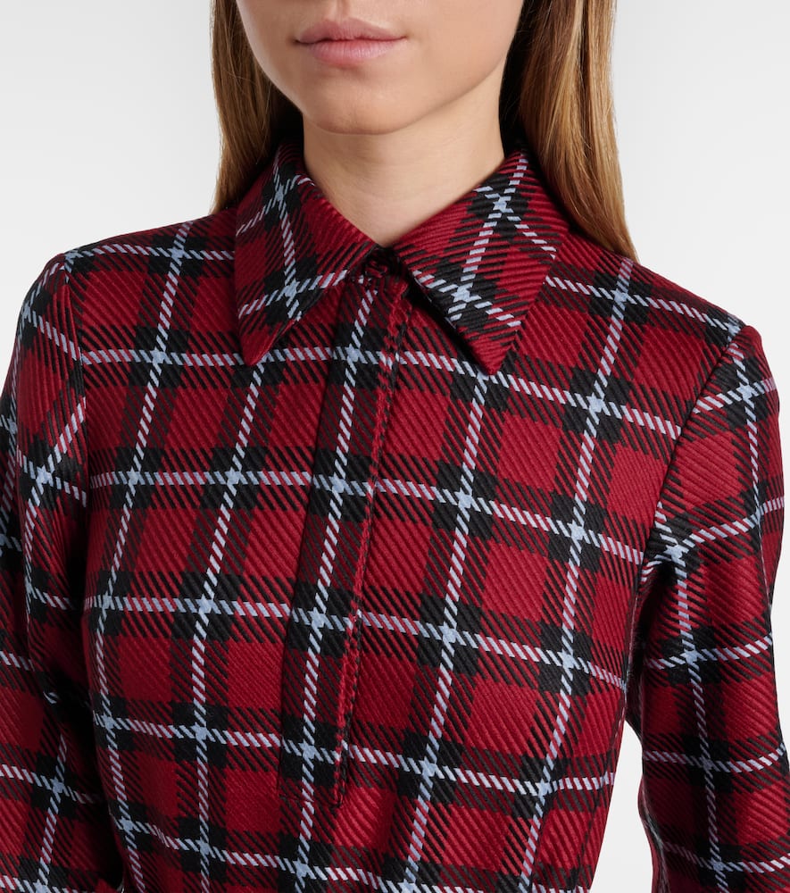 Emilia Wickstead Marione Belted Tartan Wool-blend Midi Dress In Burgundy