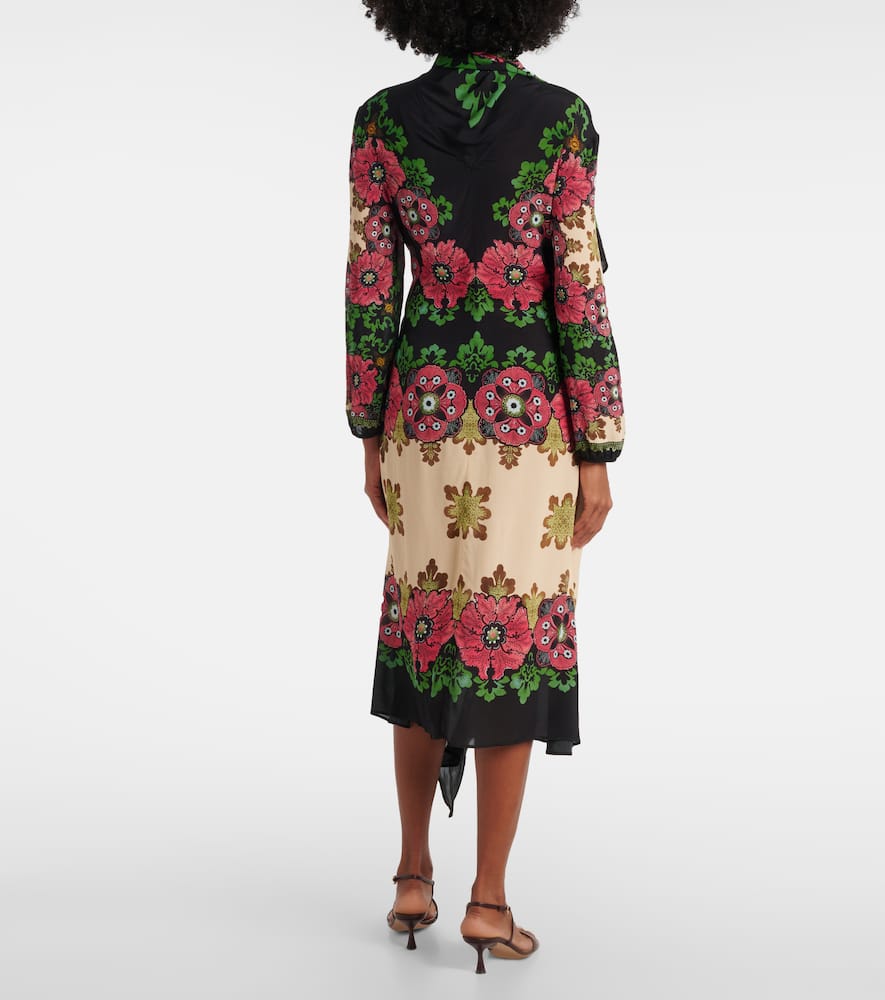 La Doublej Karis Floral Midi Dress In Gold