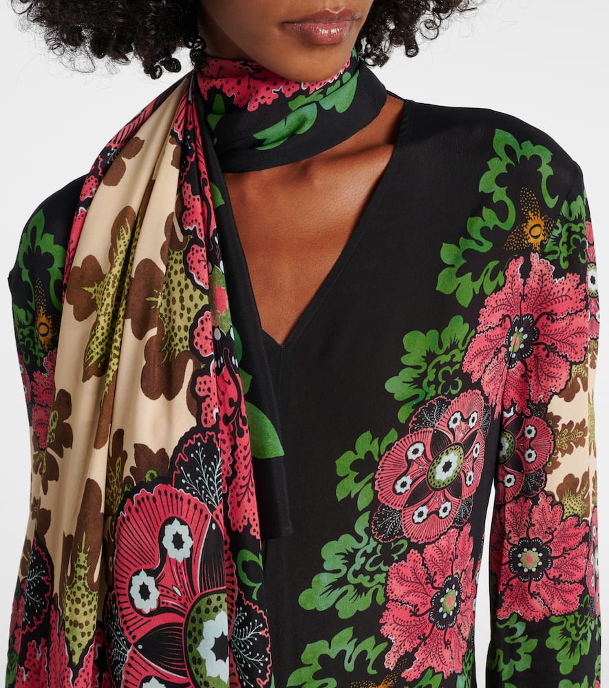 La Doublej Karis Floral Midi Dress In Gold