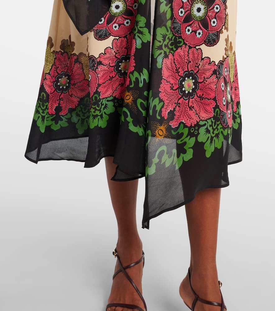 La Doublej Karis Floral Midi Dress In Gold