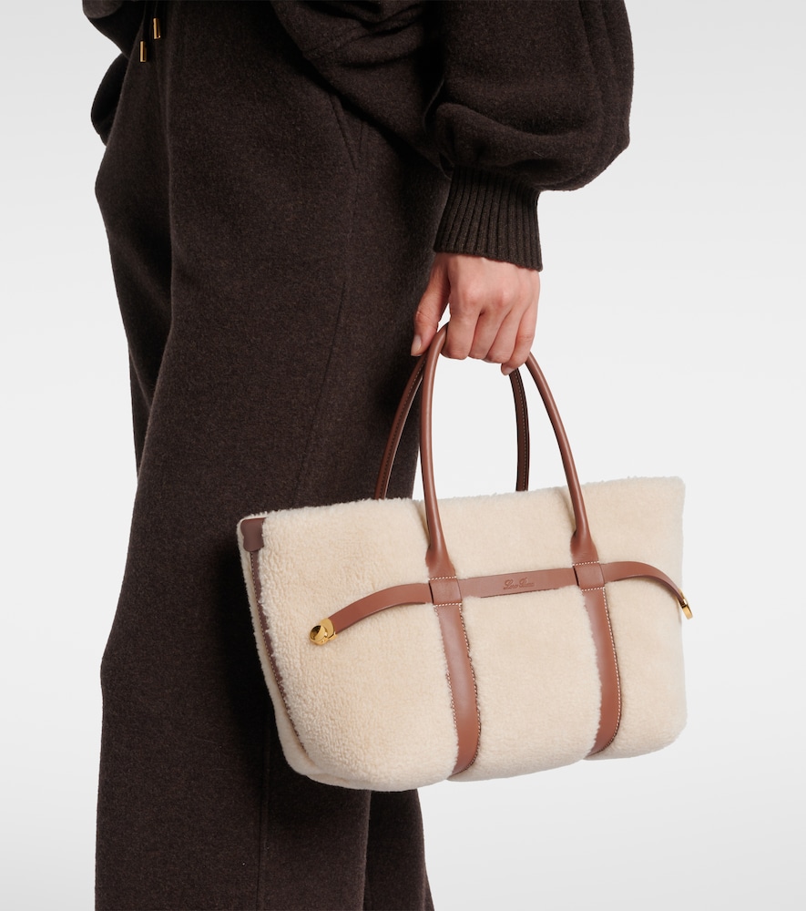 Loro Piana Ghiera Small shearling-trimmed tote bag