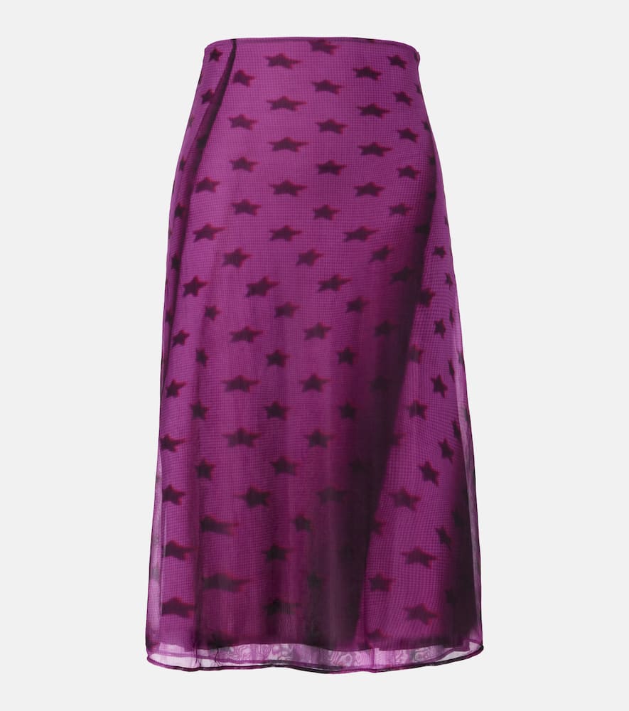 Acne Studios Etima Printed Sheer Midi Skirt In Purple