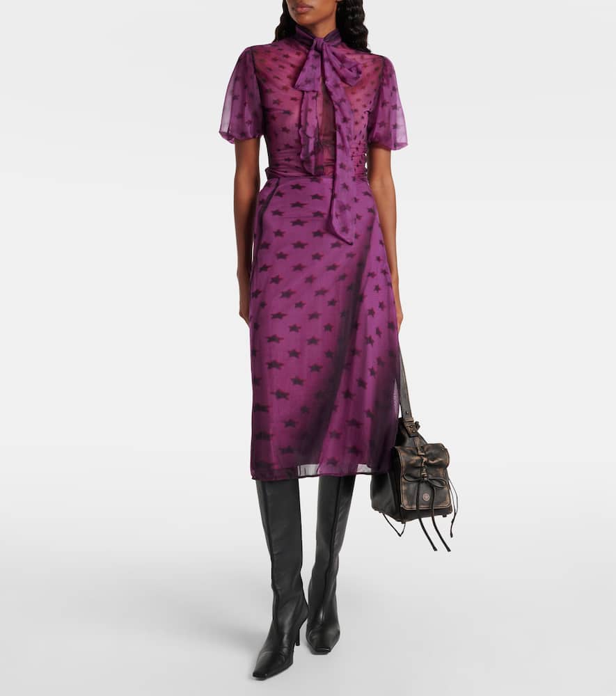 Acne Studios Etima Printed Sheer Midi Skirt In Purple