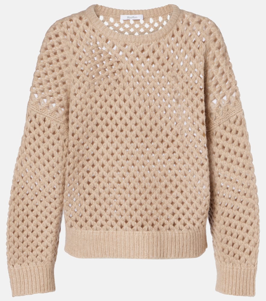 Max Mara Essen Open-knit Cashmere And Silk Sweater In Brown