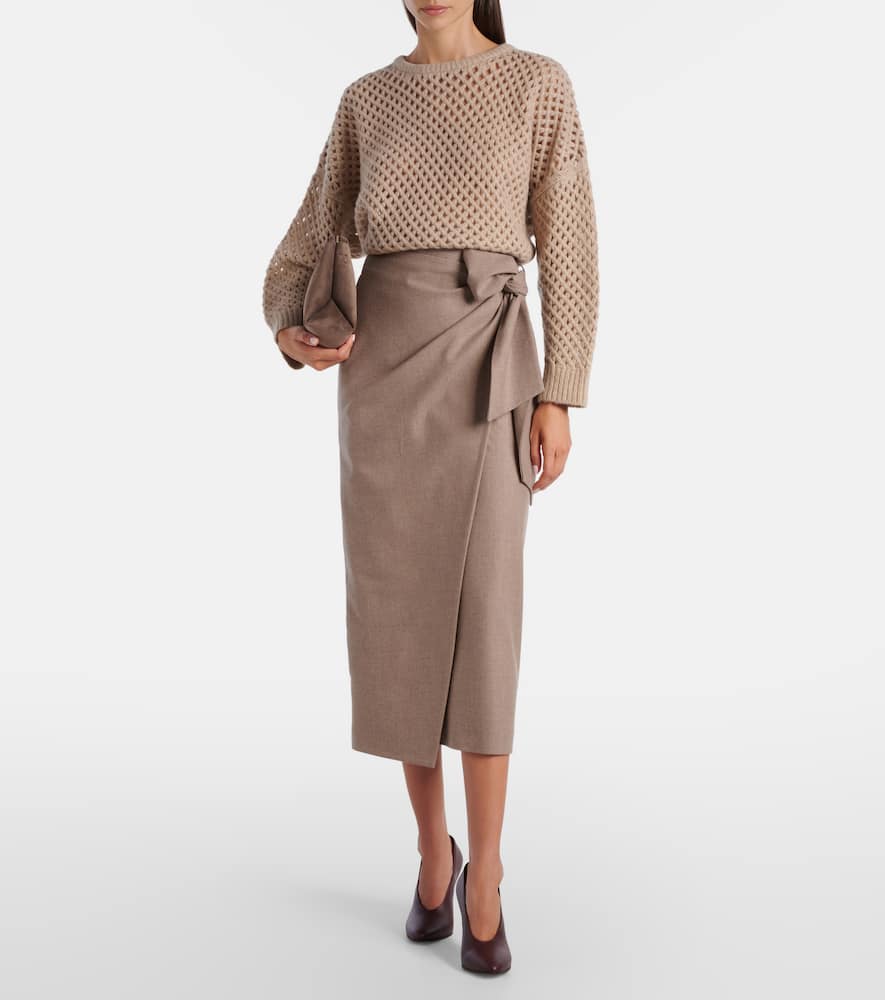 Max Mara Essen Open-knit Cashmere And Silk Sweater In Brown