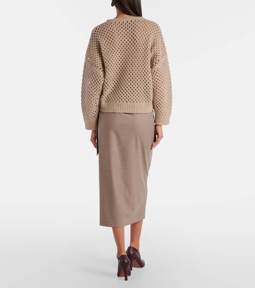 Max Mara Essen Open-knit Cashmere And Silk Sweater In Brown