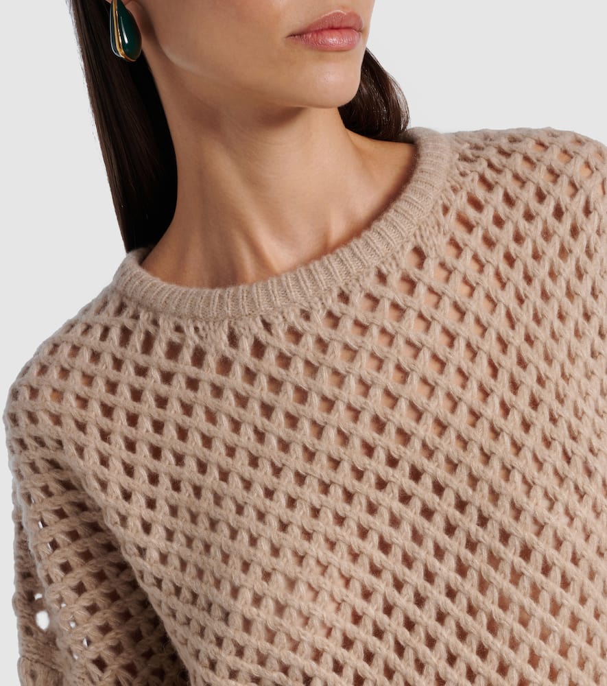 Max Mara Essen Open-knit Cashmere And Silk Sweater In Brown