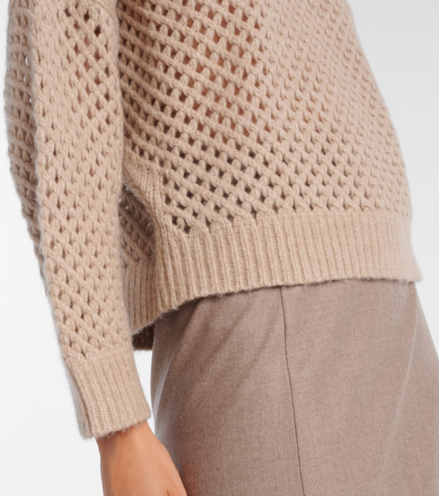 Max Mara Essen Open-knit Cashmere And Silk Sweater In Brown
