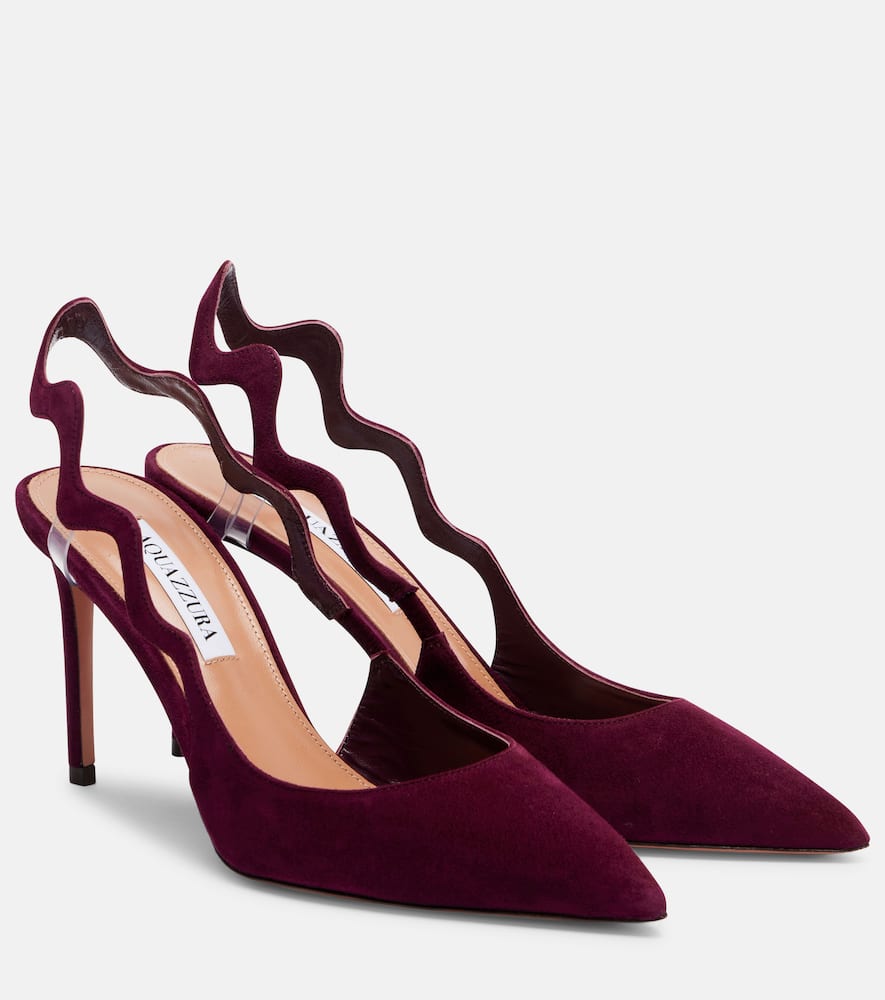 Aquazzura Artiste 85 Suede Slingback Pumps In Burgundy