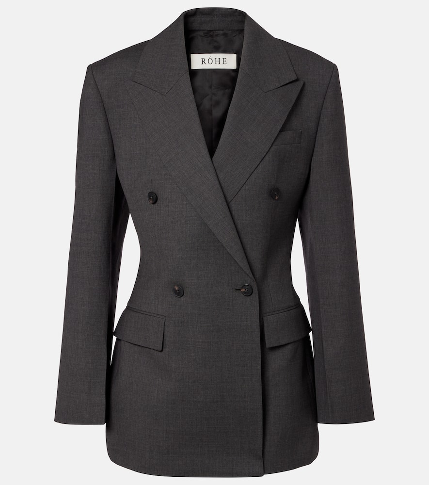 Rohe Hourglass Double-breasted Wool-blend Blazer In Gray