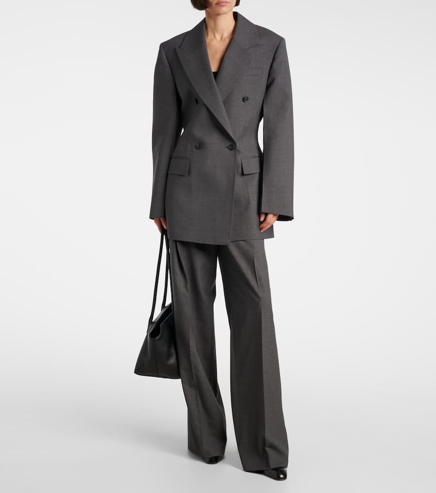 Rohe Hourglass Double-breasted Wool-blend Blazer In Gray