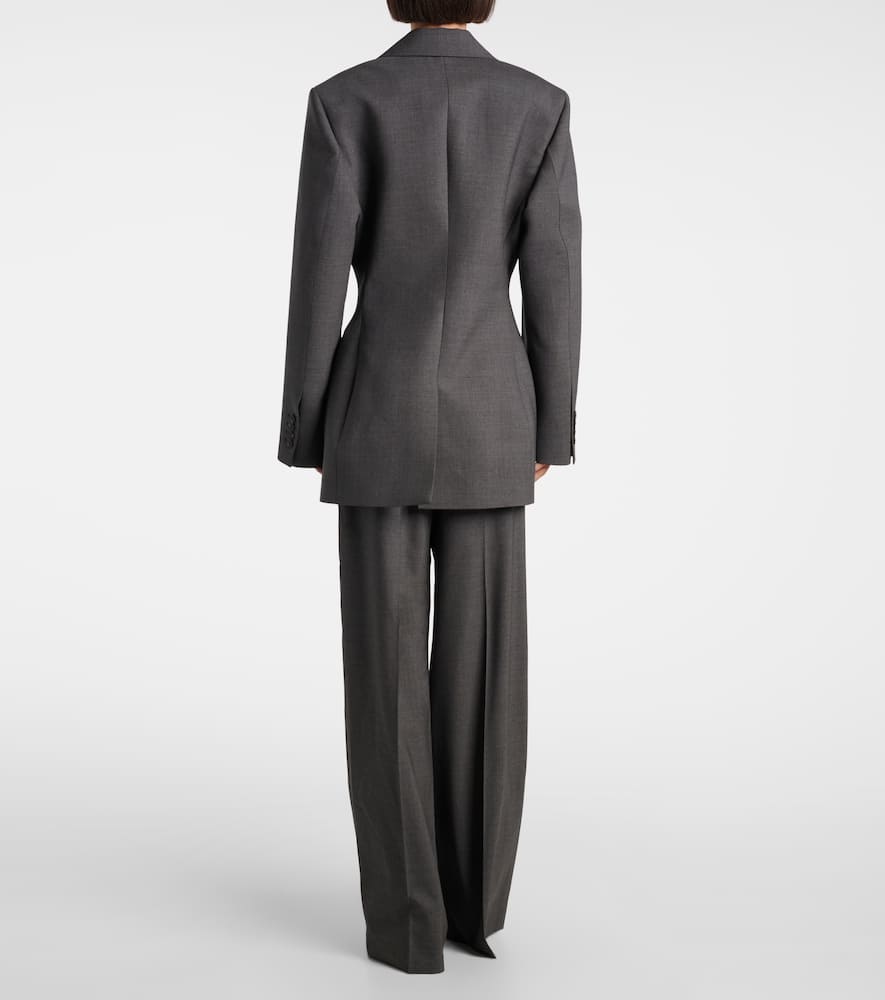 Rohe Hourglass Double-breasted Wool-blend Blazer In Gray
