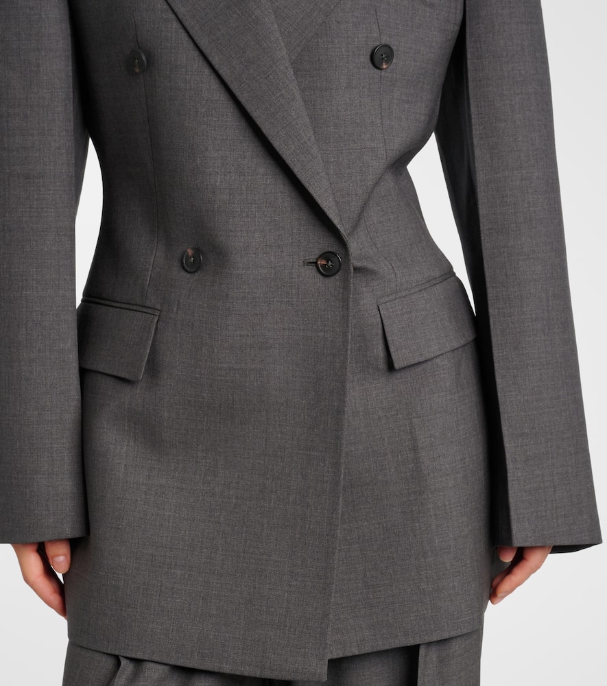 Rohe Hourglass Double-breasted Wool-blend Blazer In Gray