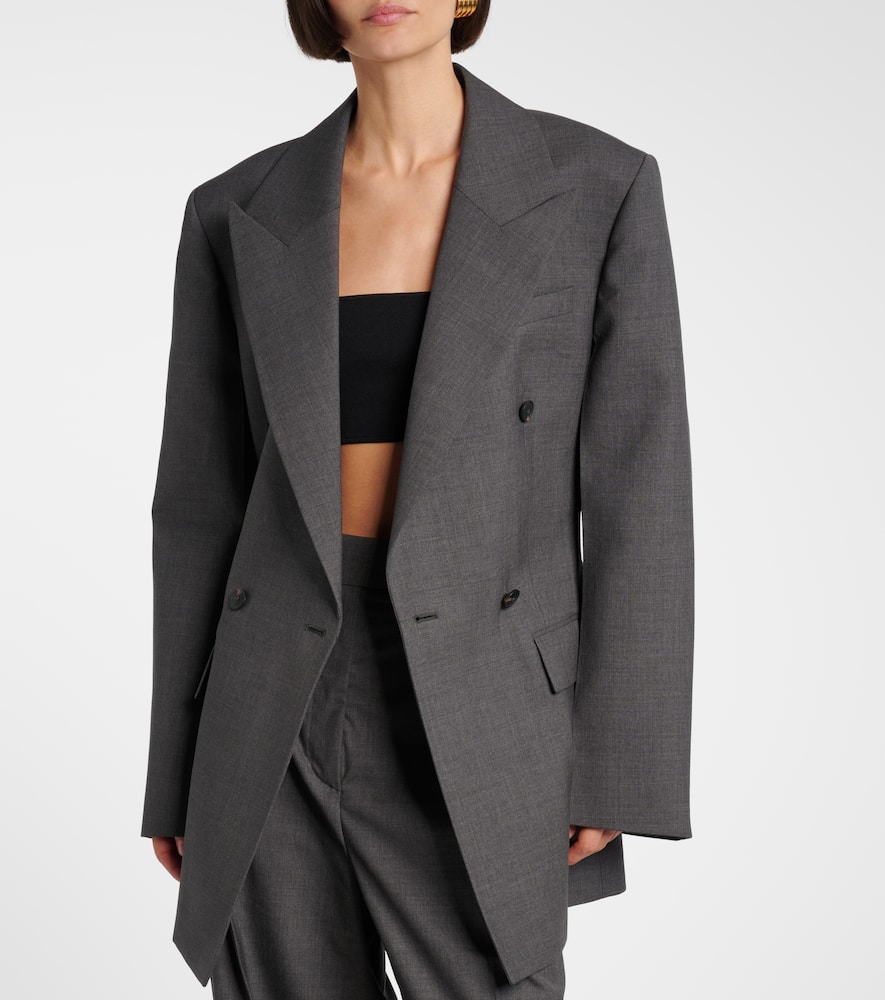 Rohe Hourglass Double-breasted Wool-blend Blazer In Gray
