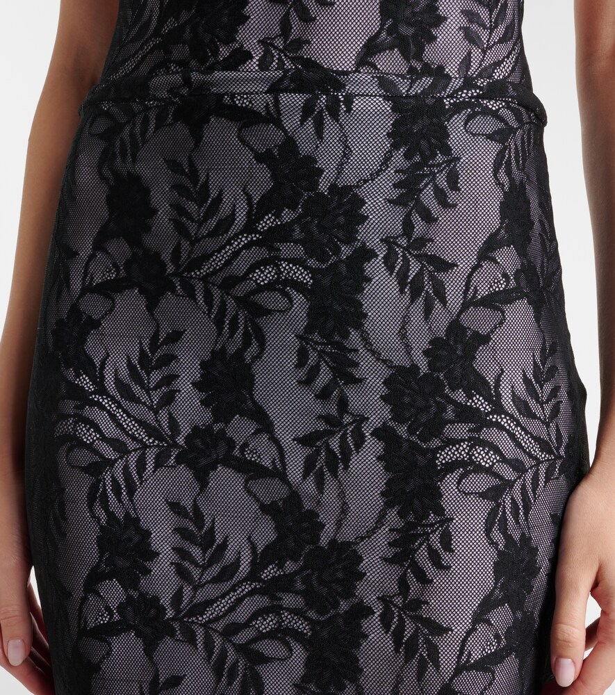 Norma Kamali Lace Midi Skirt In Black | ModeSens
