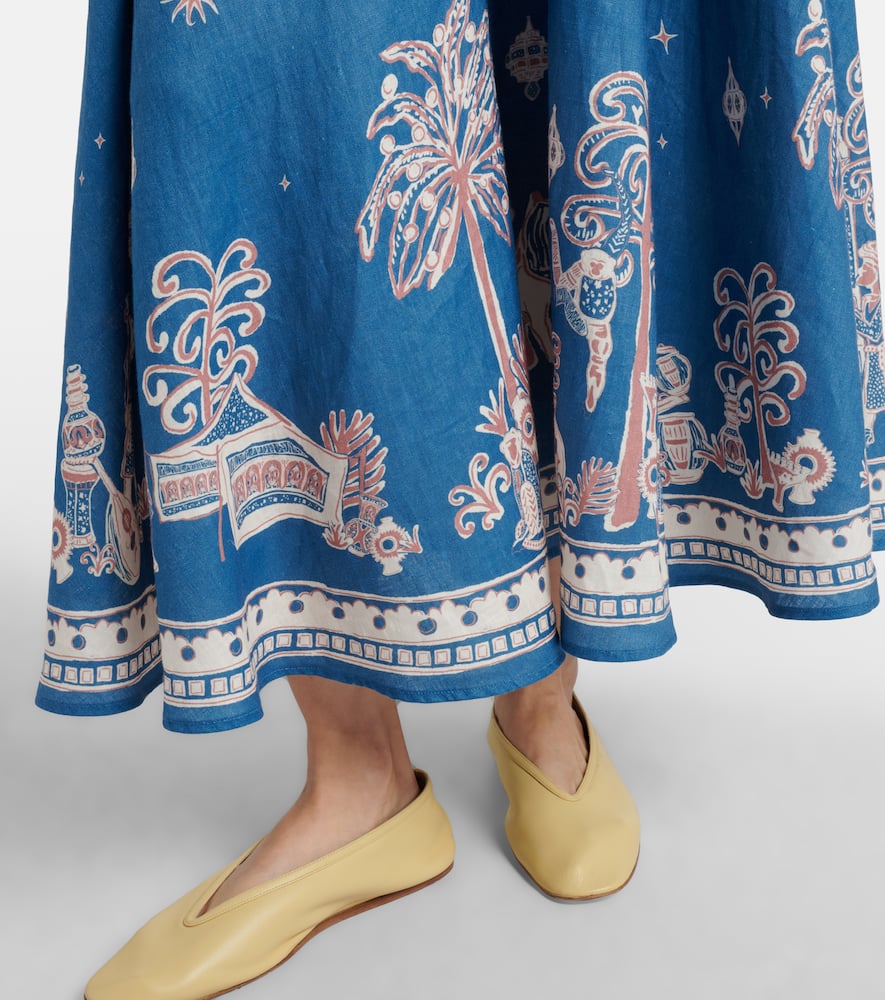 Alemais Alémais Acacia Printed Linen Maxi Dress In Blue