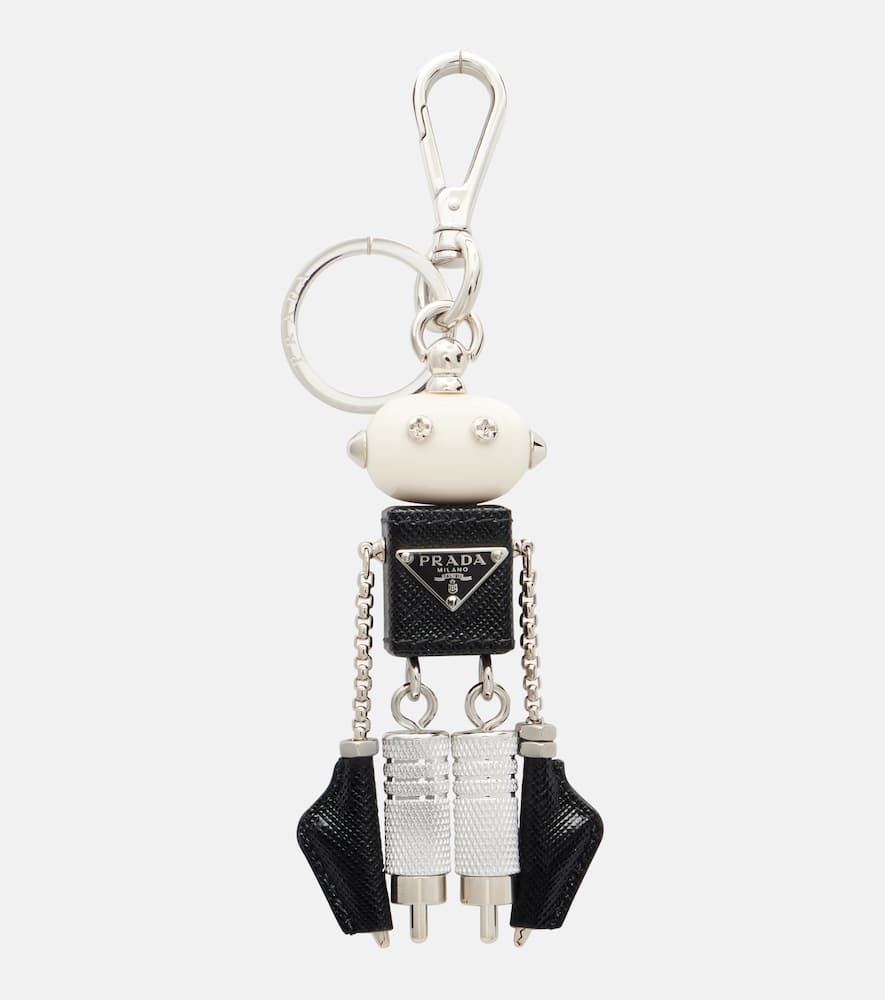 Prada Leather Bag Charm In Metallic