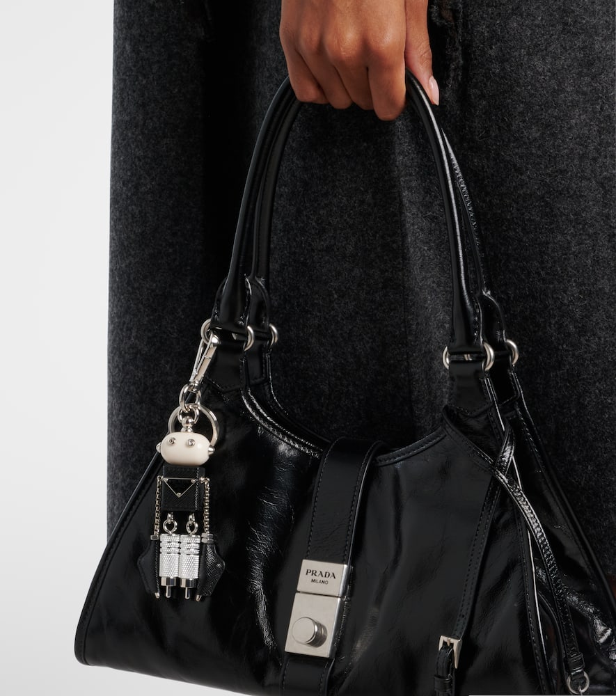 Prada Leather Bag Charm In Metallic