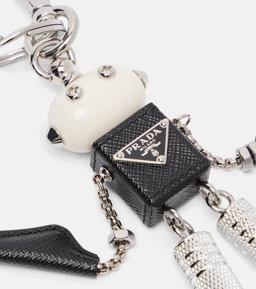 Prada Leather Bag Charm In Metallic