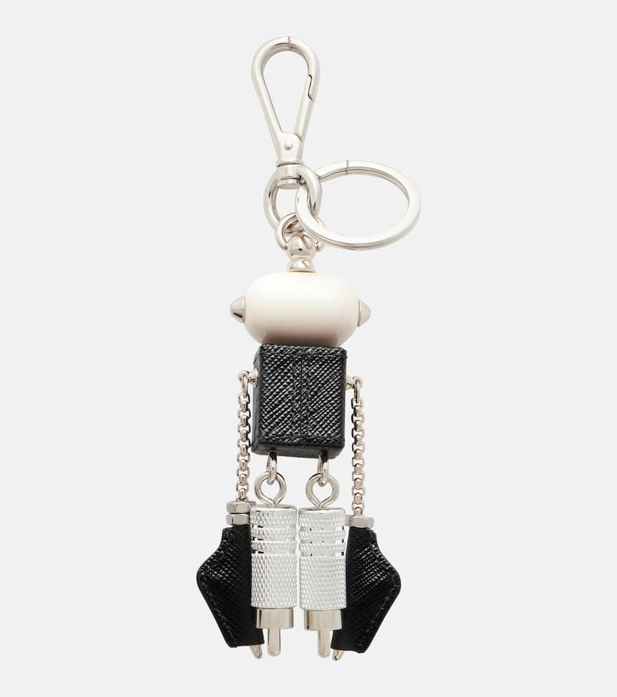 Prada Leather Bag Charm In Metallic